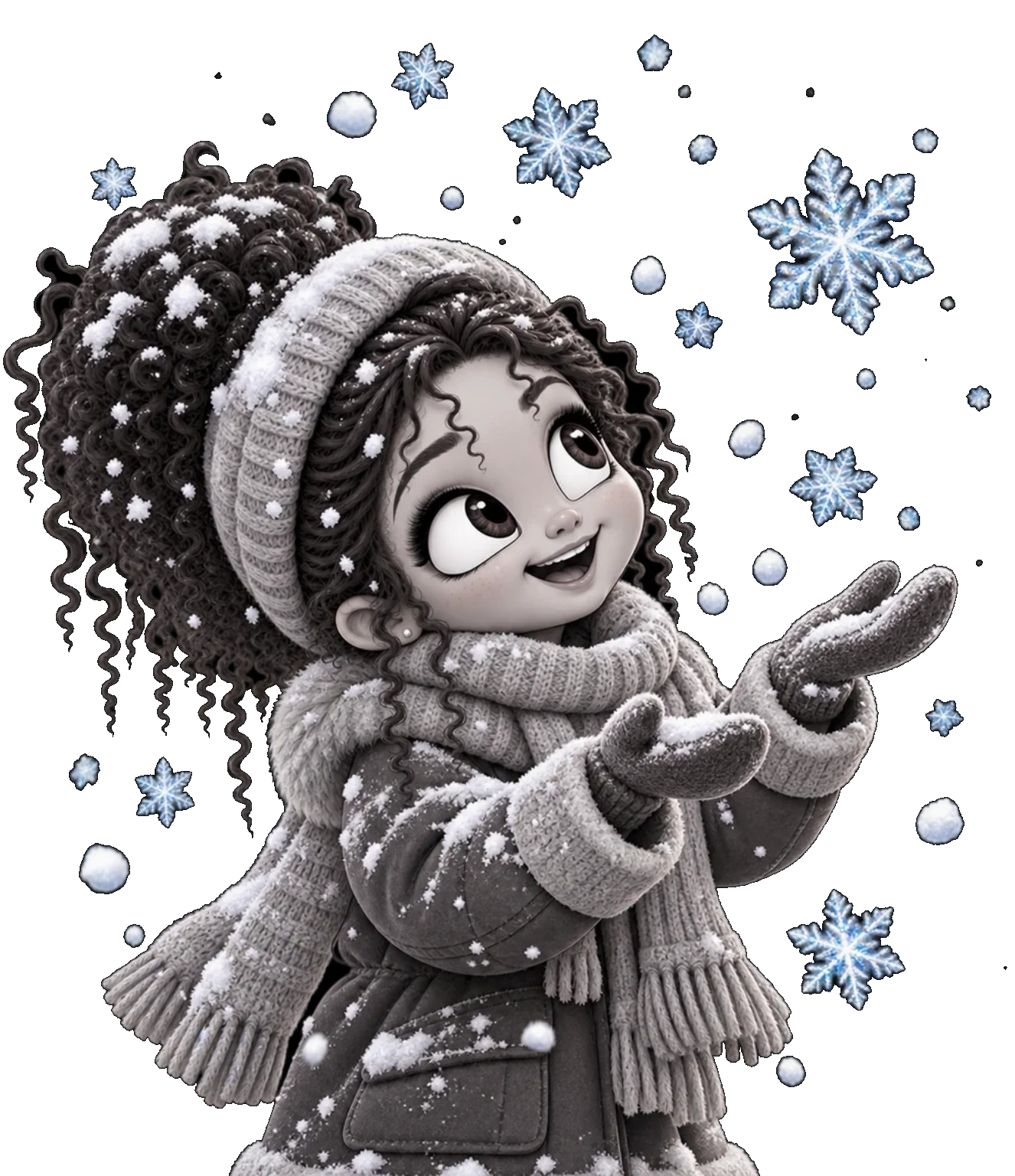 Gaby observa caer la nieve